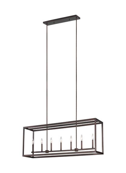 Generation Lighting Moffet Street Long Seven Light Island Pendant in Bronze 6634507-710