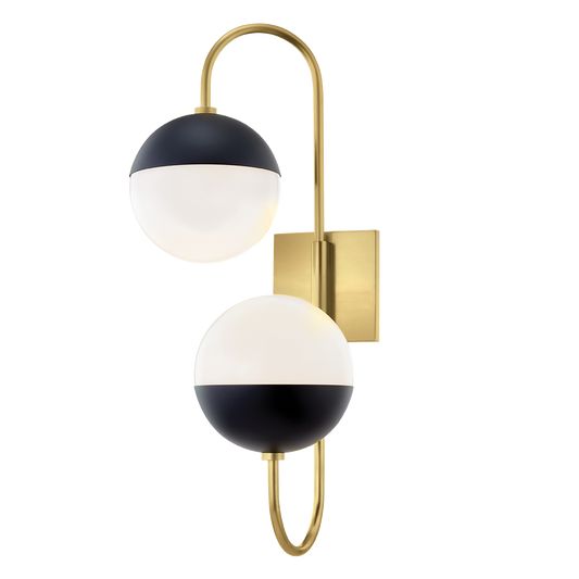 Mitzi 2 Light Wall Sconce in Aged Brass/Black H344102B-AGB/BK