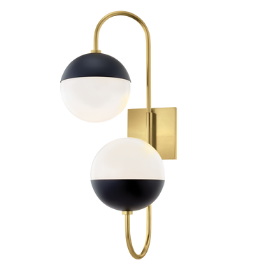 Mitzi 2 Light Wall Sconce in Aged Brass/Black H344102B-AGB/BK