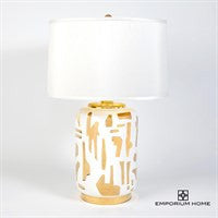 Global Views Abstract Lamp-White/Gold WDSEH1030-GV