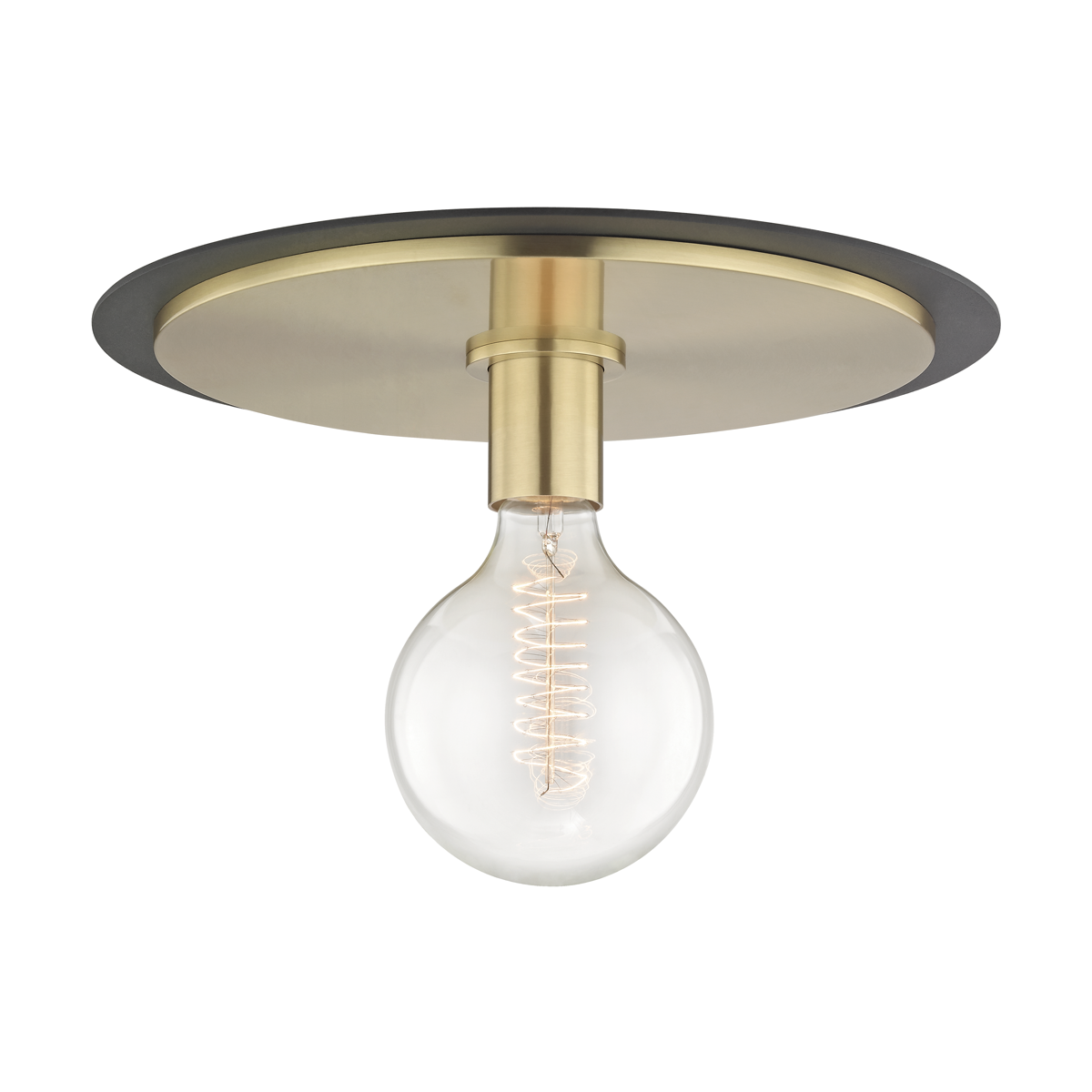 Mitzi 1 Light Flush Mount in Aged Brass/Black H137501L-AGB/BK