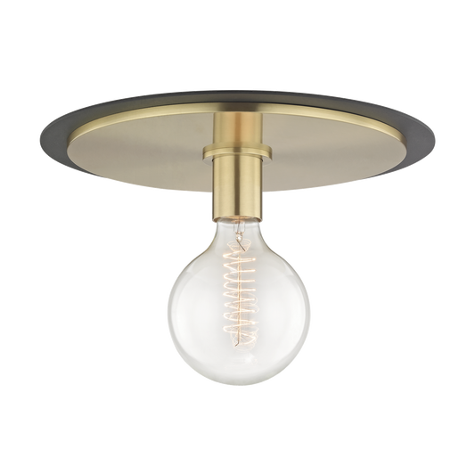 Mitzi 1 Light Flush Mount in Aged Brass/Black H137501L-AGB/BK