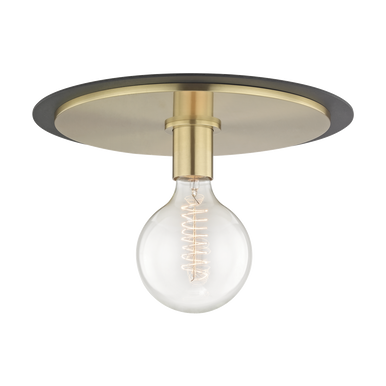 Mitzi 1 Light Flush Mount in Aged Brass/Black H137501L-AGB/BK