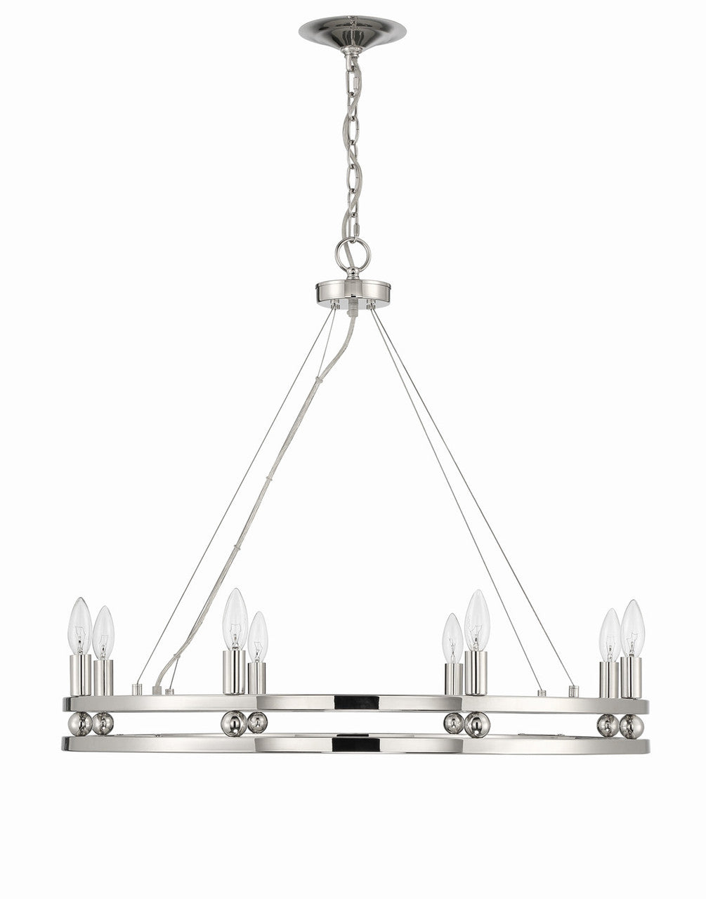 Lumanity Lighting Ashland 8-Light Statement Round Nickel Chandelier in Polished Nickel  L090-0026