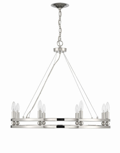 Lumanity Lighting Ashland 8-Light Statement Round Nickel Chandelier in Polished Nickel  L090-0026