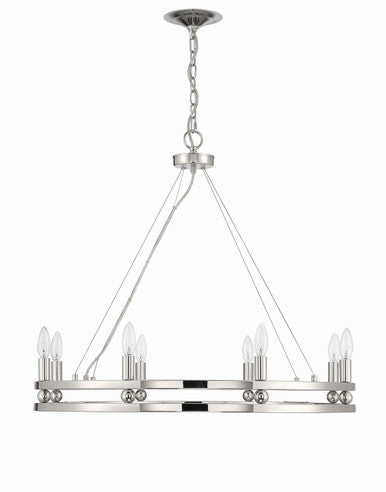 Lumanity Lighting Ashland 8-Light Statement Round Nickel Chandelier in Polished Nickel  L090-0026