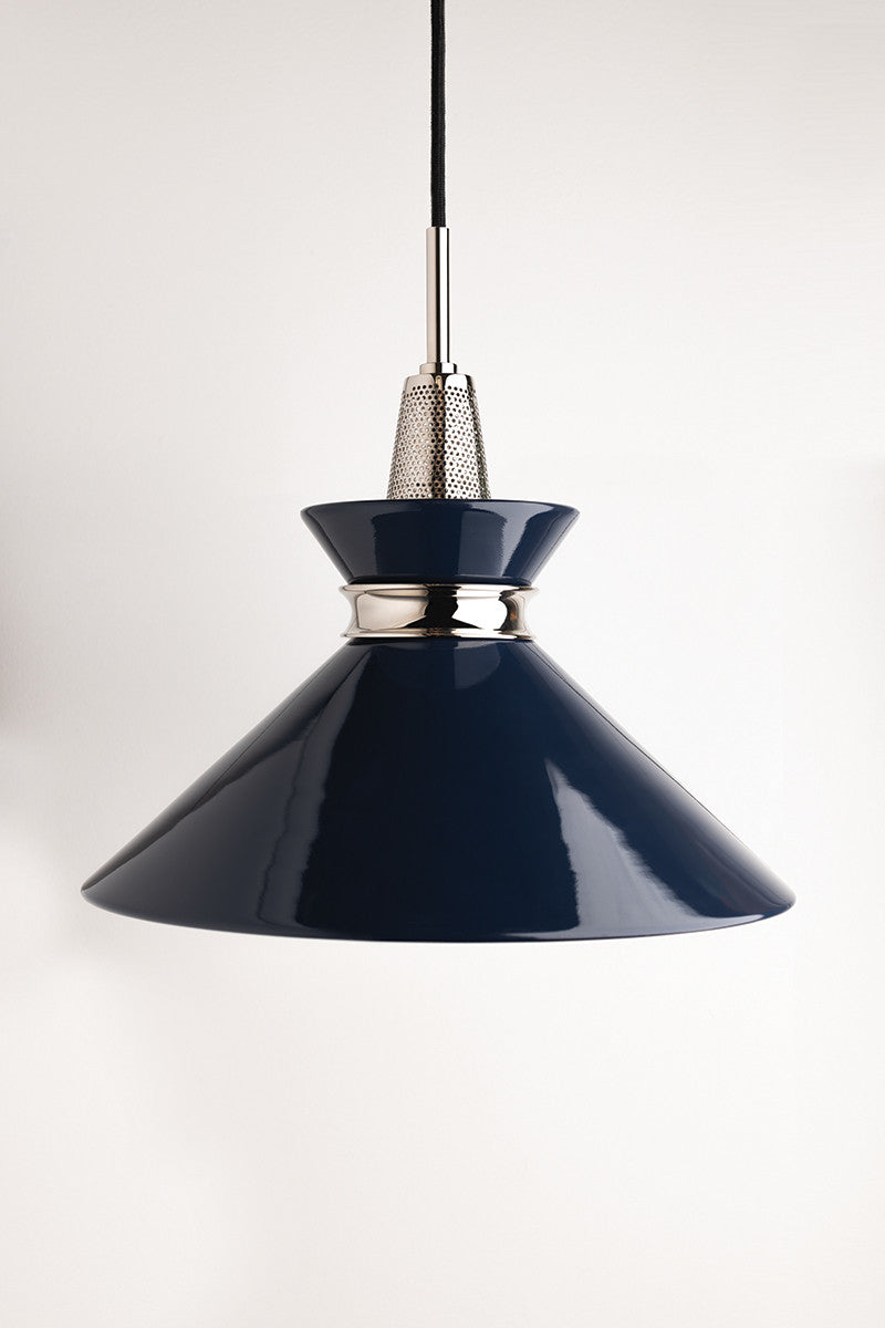 Mitzi 1 Light Pendant in Polished Nickel/Navy H251701S-PN/NVY