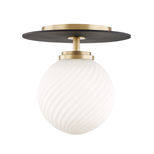 Mitzi 1 Light Semi Flush in Aged Brass/Black H200501S-AGB/BK