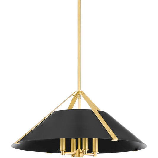 Hudson Valley Lighting Raymond Pendant in Aged Brass/soft Black 6726-AGB/SBK