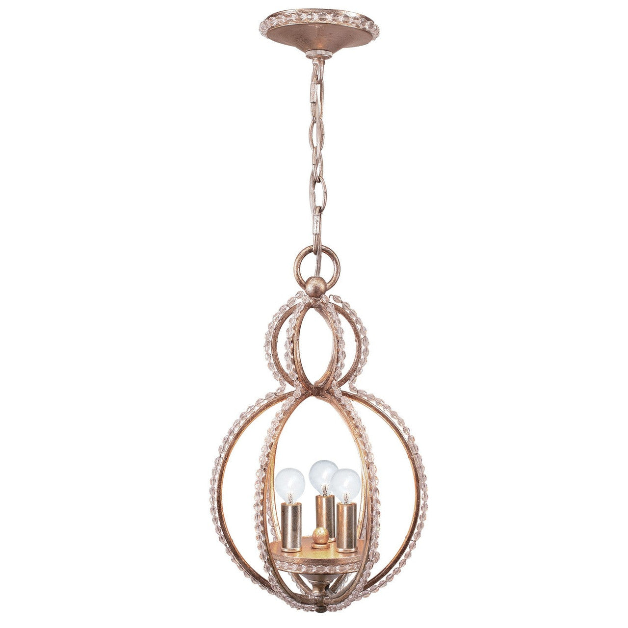 Crystorama Garland 3 Light Crystal Bead Distressed Twilight Mini Chandelier 6760-DT