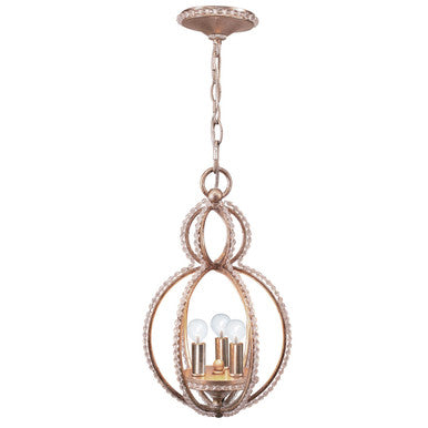 Crystorama Garland 3 Light Crystal Bead Distressed Twilight Mini Chandelier 6760-DT