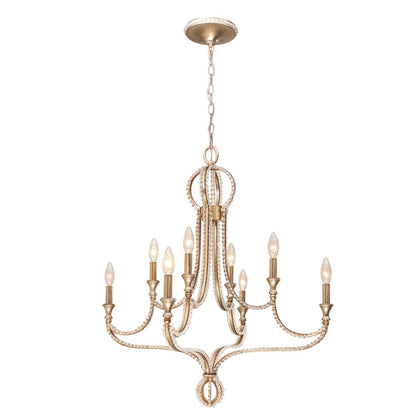 Crystorama Garland 8 Light Crystal Bead Distressed Twilight Chandelier 6768-DT