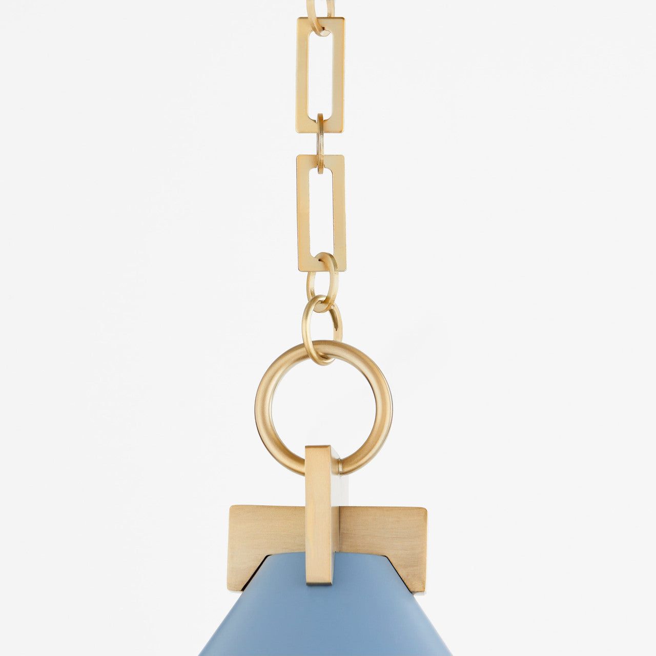 Quorum  Jackson 16" Cone Pendant - Blue with Aged Brass 68-16-1280