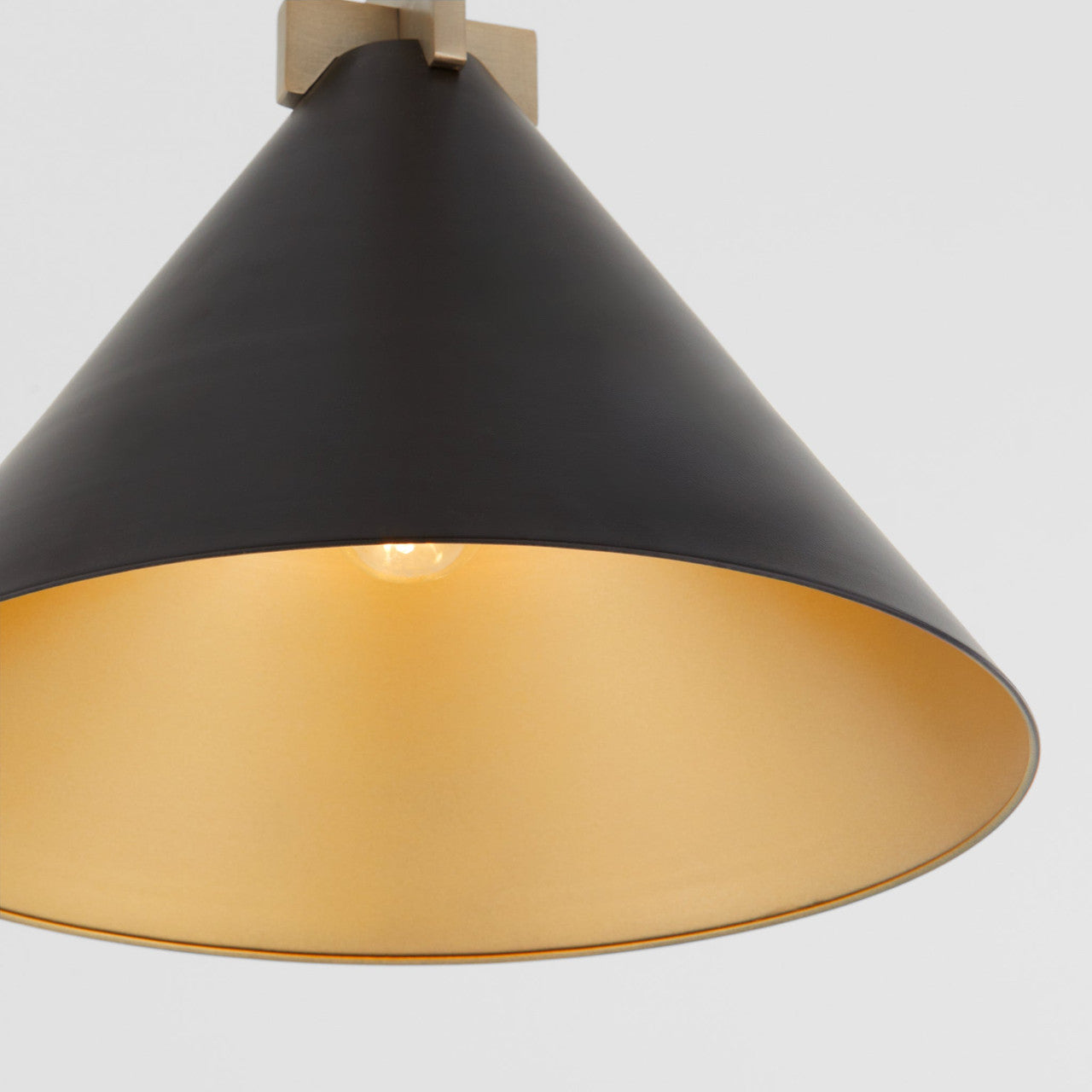 Quorum  Jackson 16" Cone Pendant - Matte Black with Aged Brass 68-16-5980