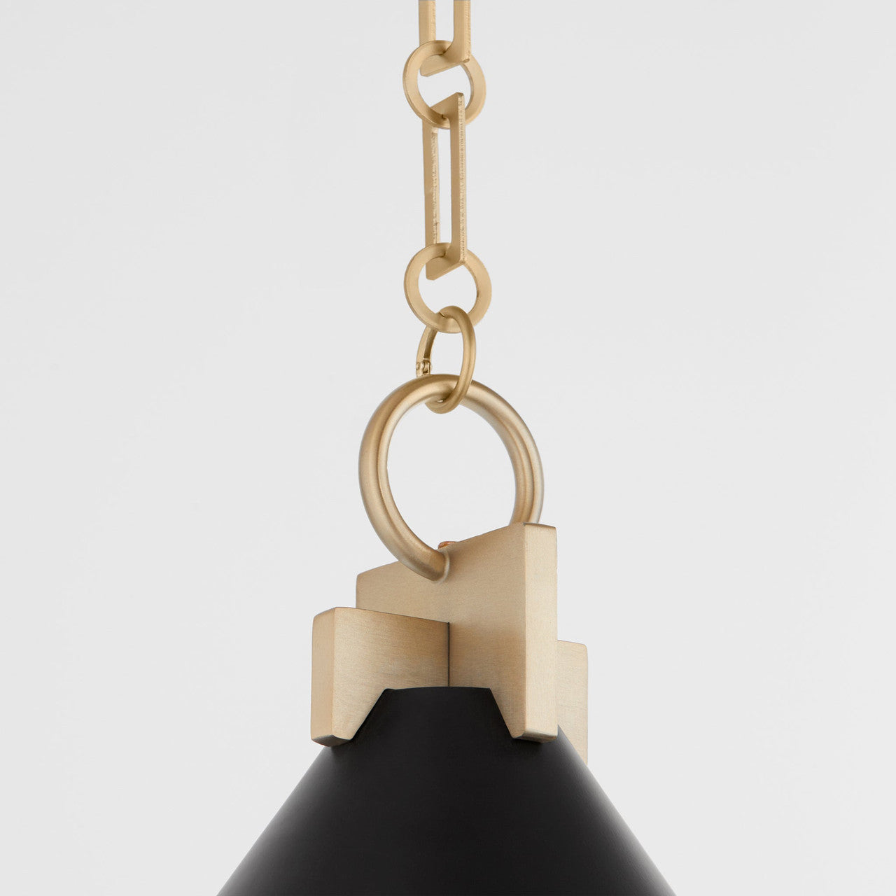 Quorum  Jackson 16" Cone Pendant - Matte Black with Aged Brass 68-16-5980