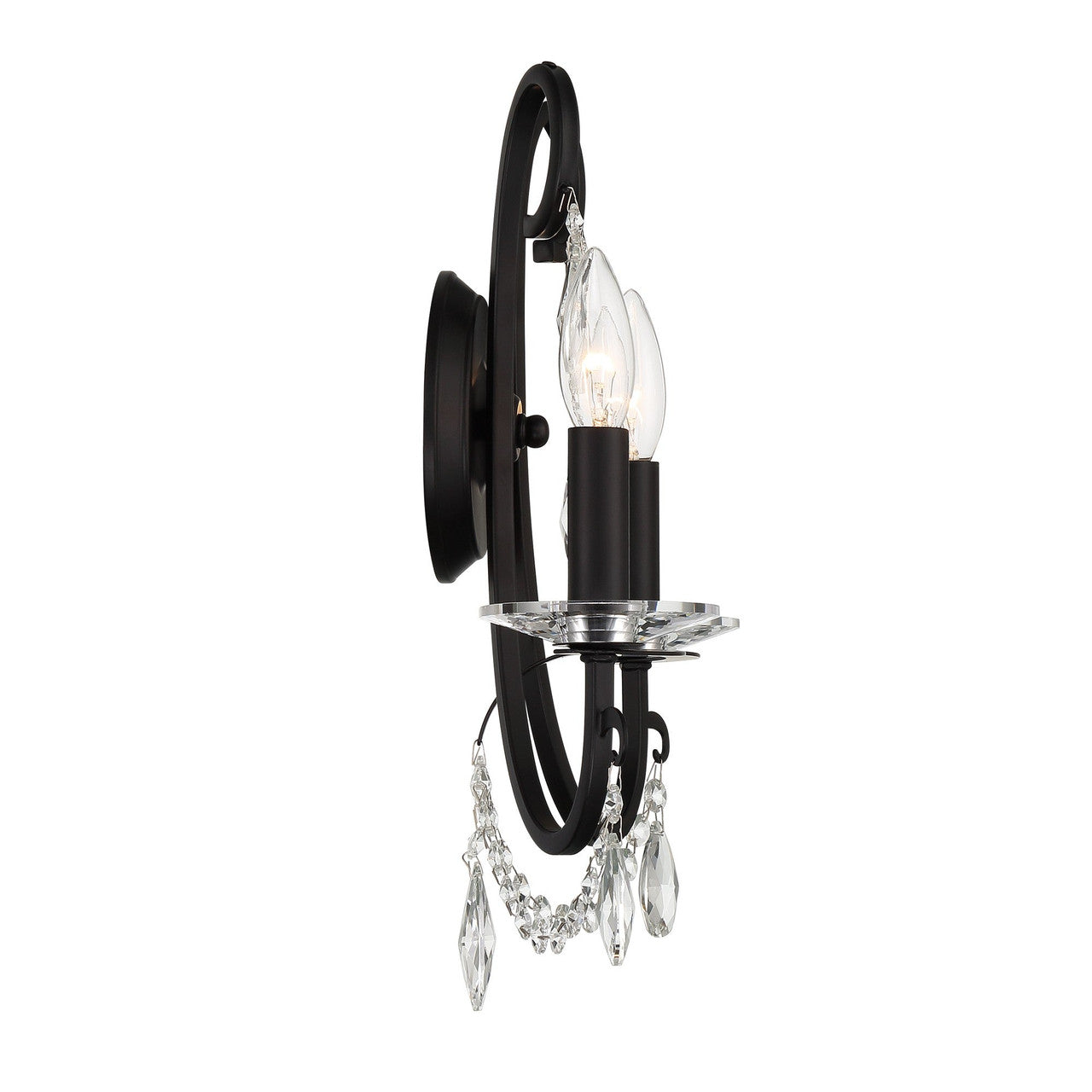 Crystorama Othello 2 Light Matte Black Wall Mount 6822-MK-CL-MWP