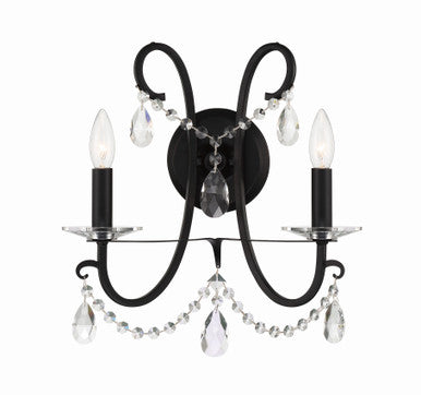 Crystorama Othello 2 Light Matte Black Wall Mount 6822-MK-CL-MWP