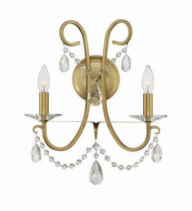 Crystorama Othello 2 Light Vibrant Gold Wall Mount 6822-VG-CL-MWP