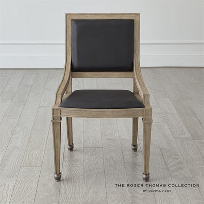 Global Views Seine Side Chair Grey with Black Leather The Roger Thomas Collection RT2011