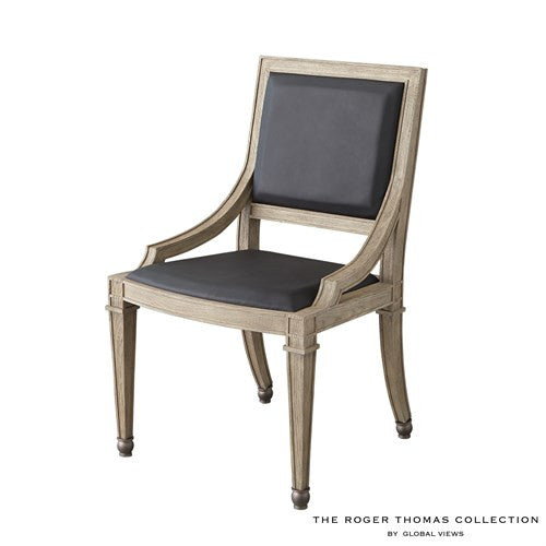 Global Views Seine Side Chair Grey with Black Leather The Roger Thomas Collection RT2011