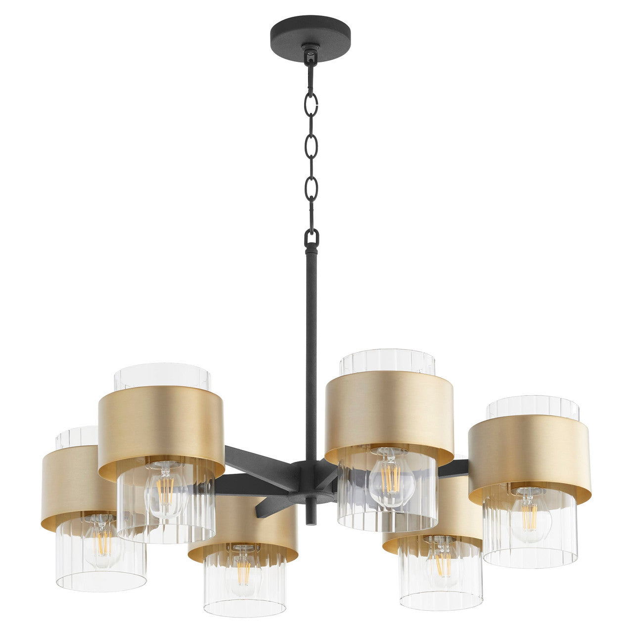 Quorum Epsilon Chandelier in Textured Black w/ Aged Brass 683-6-6980