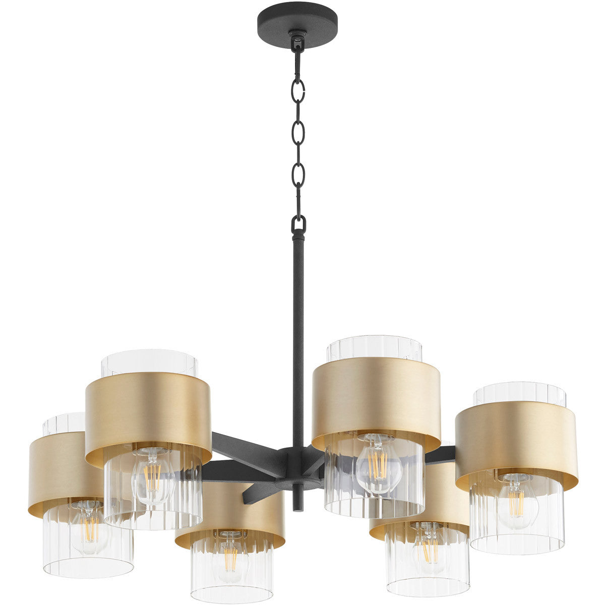 Quorum Epsilon Chandelier in Textured Black w/ Aged Brass 683-6-6980