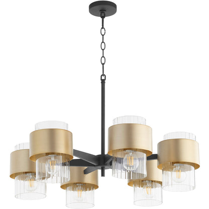 Quorum Epsilon Chandelier in Textured Black w/ Aged Brass 683-6-6980