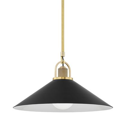 Hudson Valley Lighting Syosset Pendant in Aged Brass/black 2620-AGB/BK