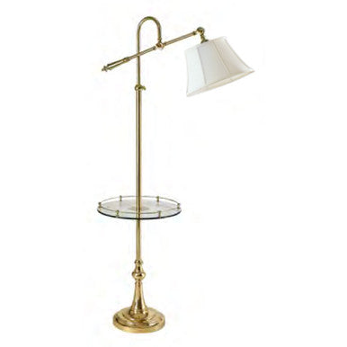 Lite Master Caitlin Adjustable Table Floor Lamp in Polished Solid Brass with Glass Table F6860PB-SL