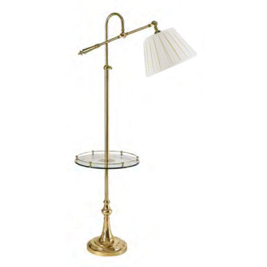 Lite Master Caitlin Adjustable Table Floor Lamp in Polished Solid Brass with Glass Table F6860PB-SR