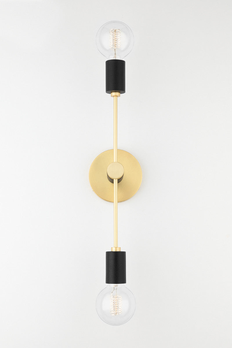 OPEN BOX NEW: Mitzi 2 Light Wall Sconce in Aged Brass/Black H178102-AGB/BK