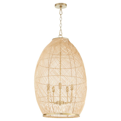 Quorum  Rattan 5 Light Pendant - Aged Brass 6900-5-80