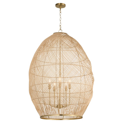 Quorum  Rattan 5 Light Pendant - Aged Brass 6901-5-80