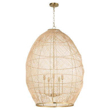 Quorum  Rattan 5 Light Pendant - Aged Brass 6901-5-80