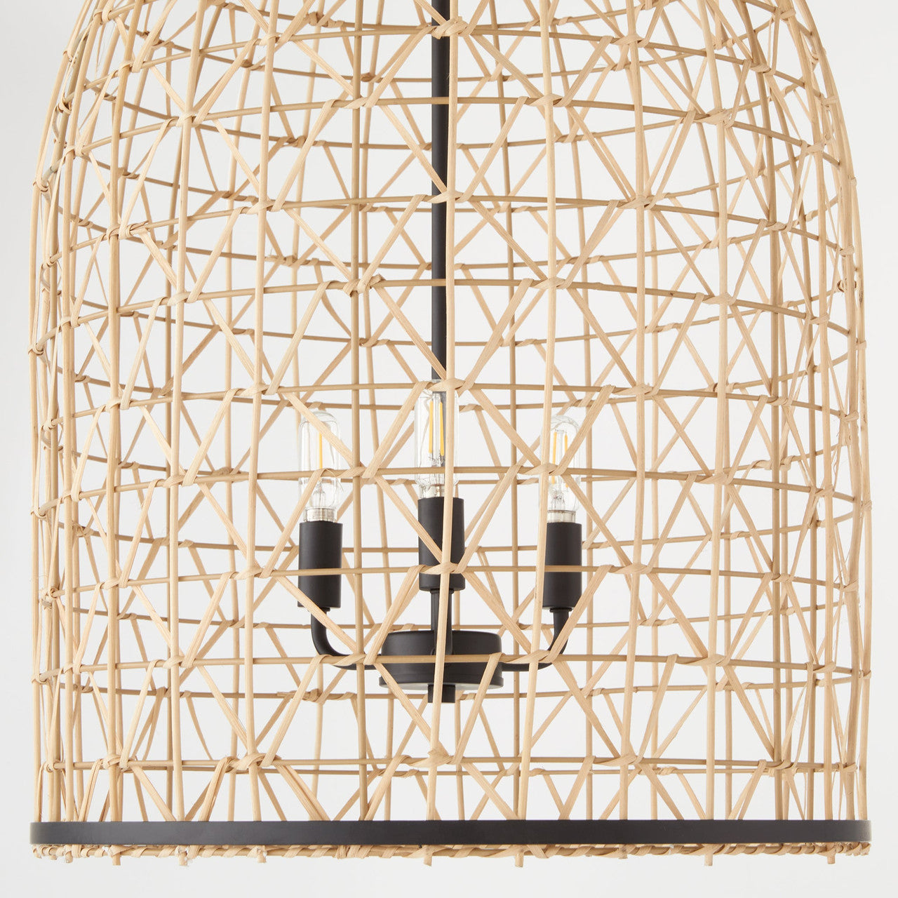 Quorum  Rattan 3 Light Pendant - Matte Black 6902-3-59