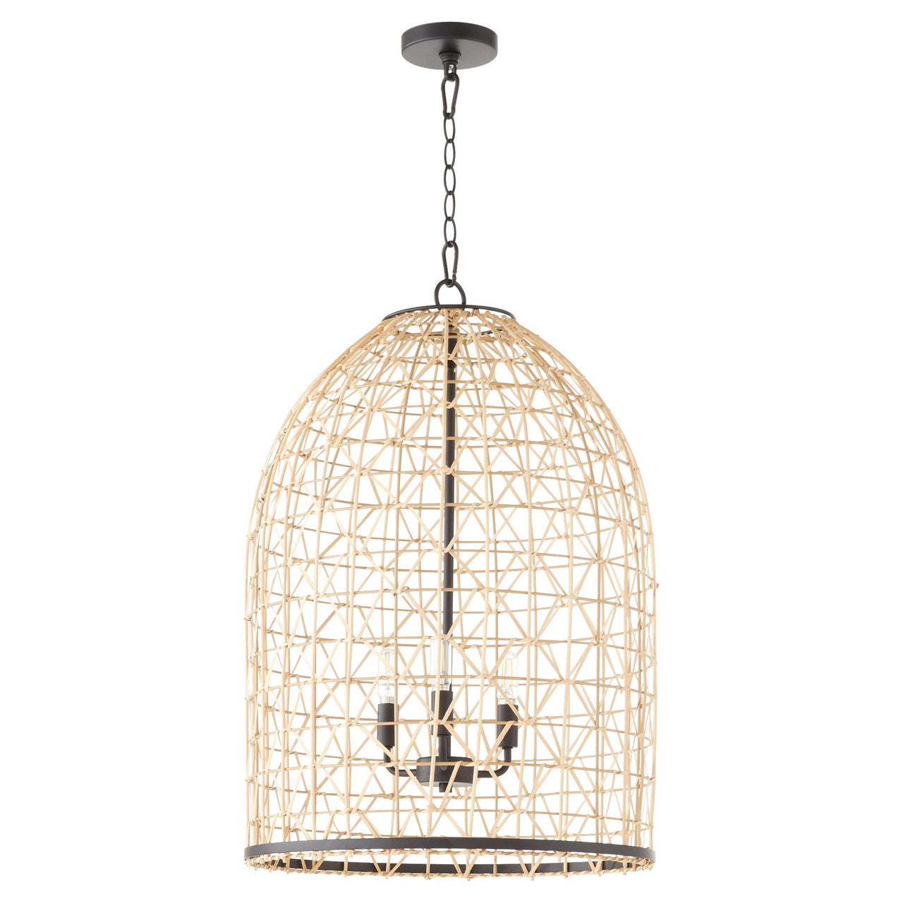 Quorum  Rattan 3 Light Pendant - Matte Black 6902-3-59