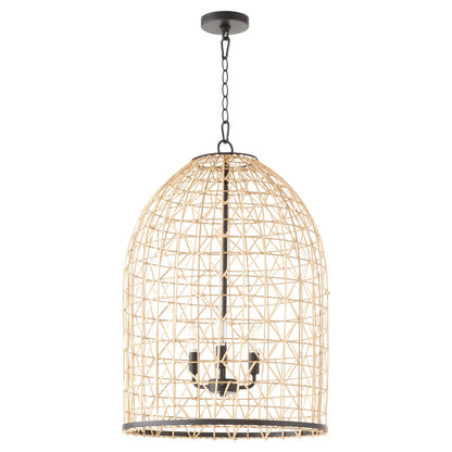 Quorum  Rattan 3 Light Pendant - Matte Black 6902-3-59