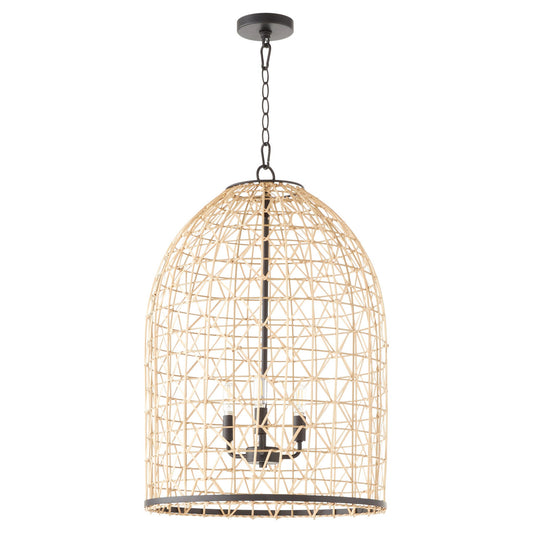 Quorum  Rattan 3 Light Pendant - Matte Black 6902-3-59