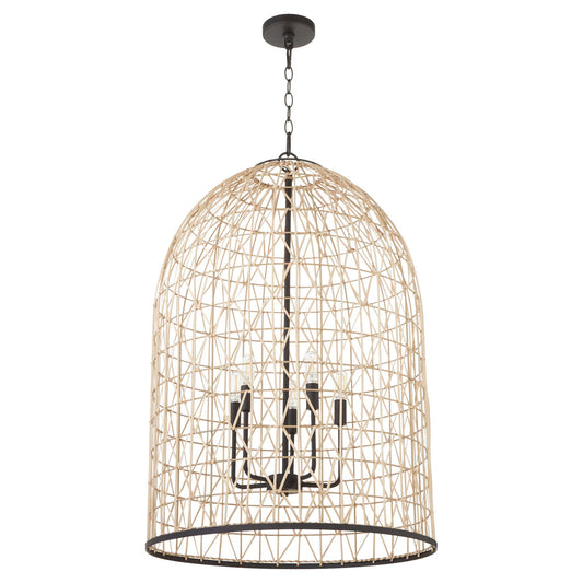 Quorum  Rattan 5 Light Pendant - Matte Black 6902-5-59