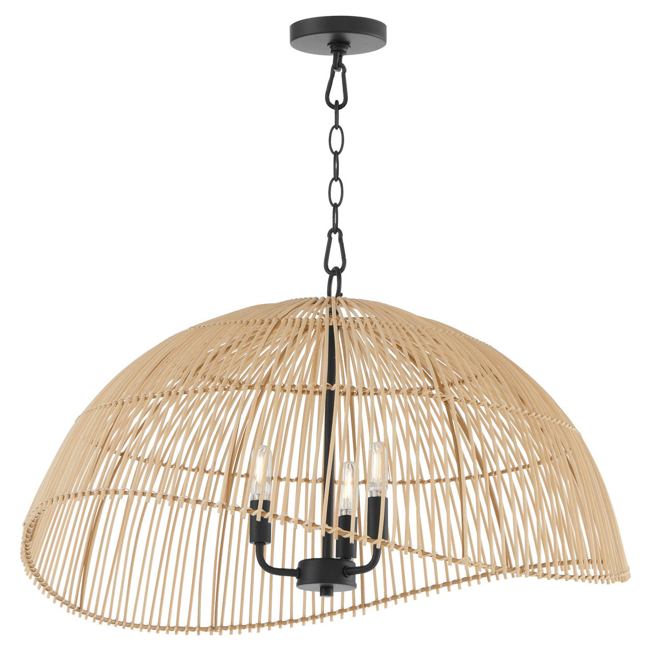 Quorum  Rattan 3 Light Pendant - Matte Black 6903-3-59