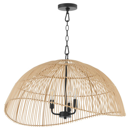 Quorum  Rattan 3 Light Pendant - Matte Black 6903-3-59