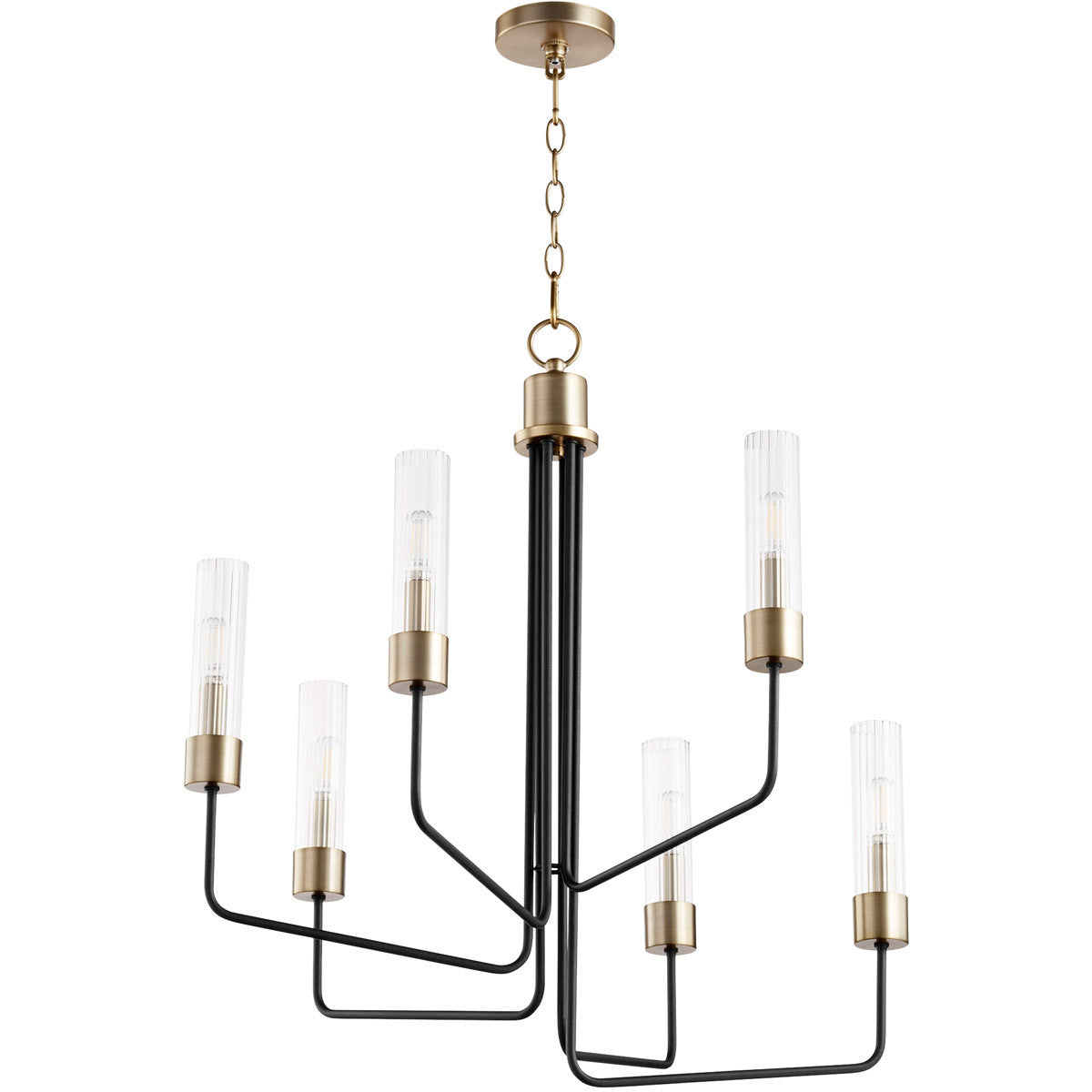 Quorum Helix Chandelier in Noir with Aged Brass 695-6-6980