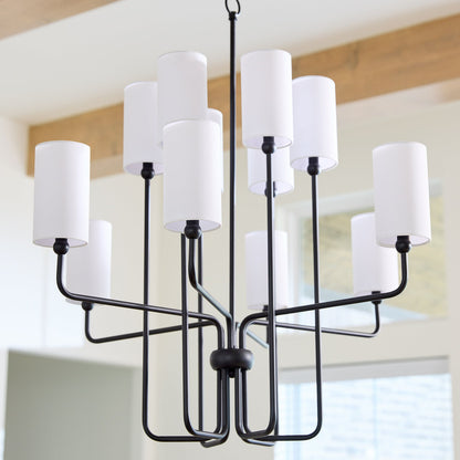 Quorum  Charlotte 12 Light Chandlier - Matte Black 698-12-59