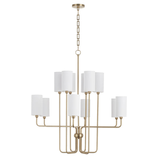 Quorum  Charlotte 12 Light Chandlier - Aged Brass 698-12-80