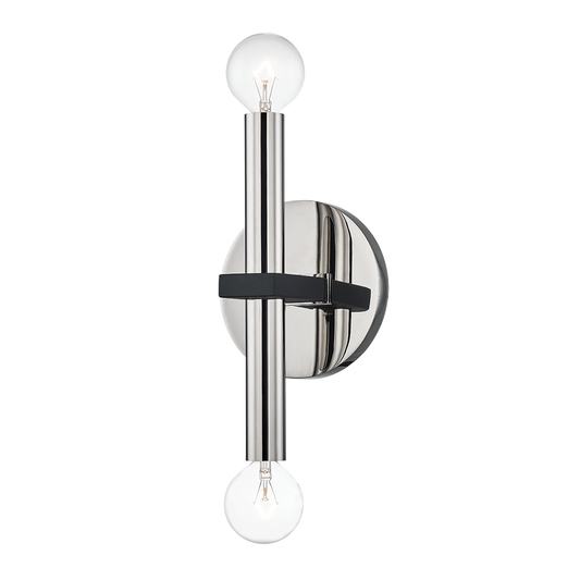 Mitzi 2 Light Wall Sconce in Polished Nickel/Black H296102-PN/BK