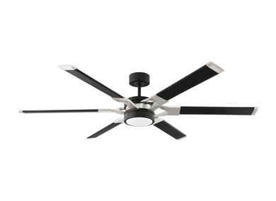 Visual Comfort Fan Loft 62" LED Ceiling Fan - Midnight Black, Handheld Remote, 6-speed, Reverse and Dimmer, indoor/outdoor 6LFR62MBKD