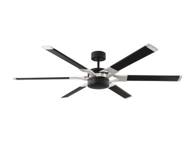 Visual Comfort Fan Loft 62" LED Ceiling Fan - Midnight Black, Handheld Remote, 6-speed, Reverse and Dimmer, indoor/outdoor 6LFR62MBKD