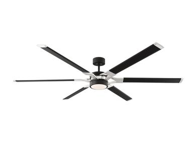 Visual Comfort Fan Loft 72" LED Ceiling Fan - Midnight Black, Handheld Remote, 6-speed, Reverse and Dimmer, indoor/outdoor 6LFR72MBKD