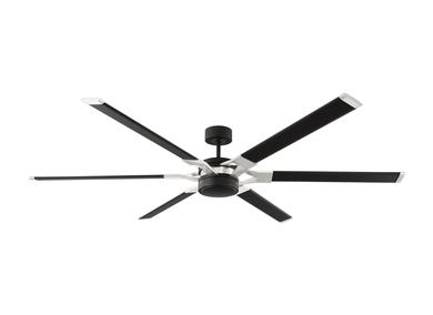 Visual Comfort Fan Loft 72" LED Ceiling Fan - Midnight Black, Handheld Remote, 6-speed, Reverse and Dimmer, indoor/outdoor 6LFR72MBKD