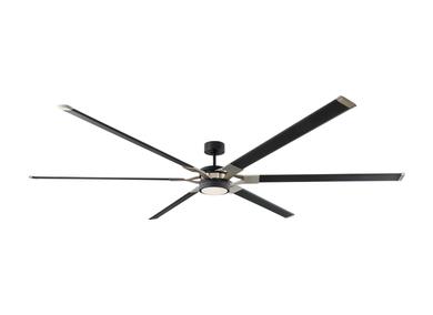 Visual Comfort Fan Loft 96" LED Ceiling Fan - Midnight Black, Handheld Remote, 6-speed, Reverse and Dimmer, indoor/outdoor 6LFR96MBKD